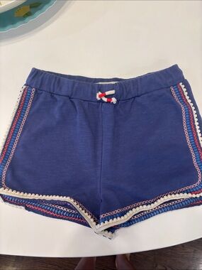 Mini Boden Blue Athletic Pom-Trim Shorts